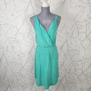 Wilfred Mint Green 100% Silk Surplice Elastic Waist Midi Dress